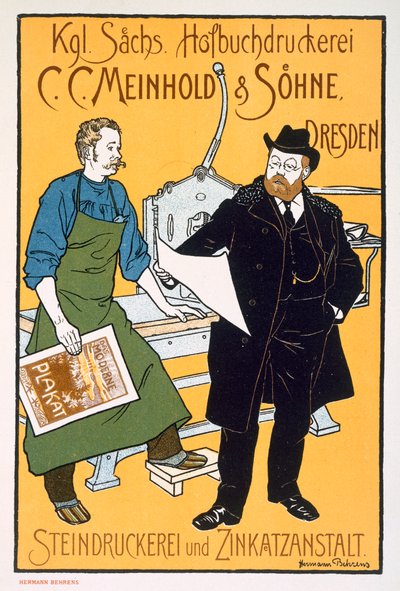 Poster advertising C. C. Meinhold and Sons lithographers, Dresden by Hermann Behrens